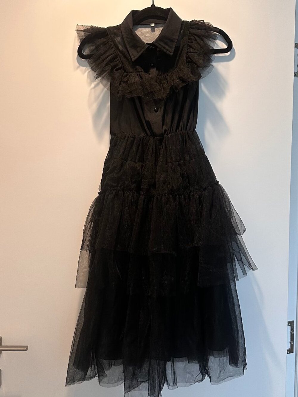 Wednesday Addams Kids Black Tulle Ruffle Halloween Costume Dress – Size 9 kids